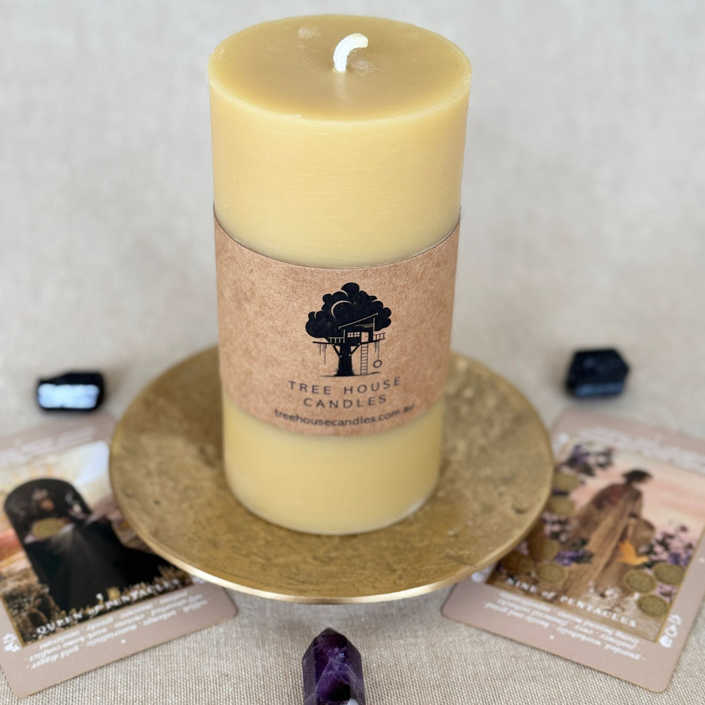 Extra Large Beeswax Pillar Candle 110-Hour Burn Time | 100% Pure Australian Beeswax 550g
