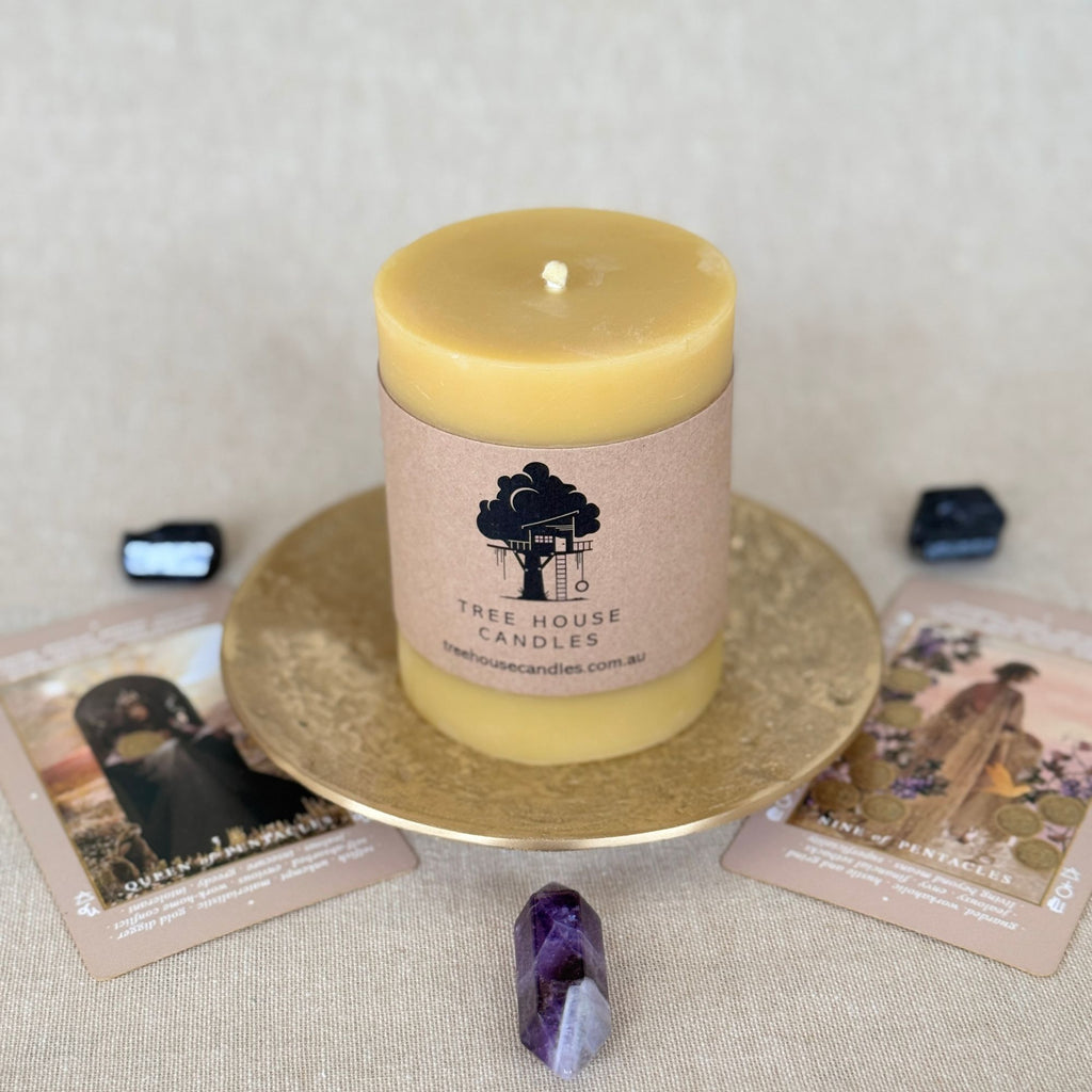 Medium Beeswax Pillar Candle 70-Hour Burn Time | 100% Pure Australian Beeswax 360g