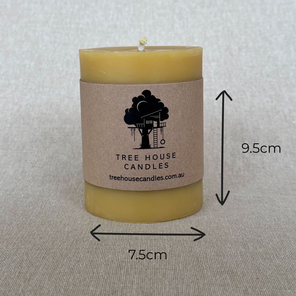 Medium Beeswax Pillar Candle 70-Hour Burn Time | 100% Pure Australian Beeswax 360g