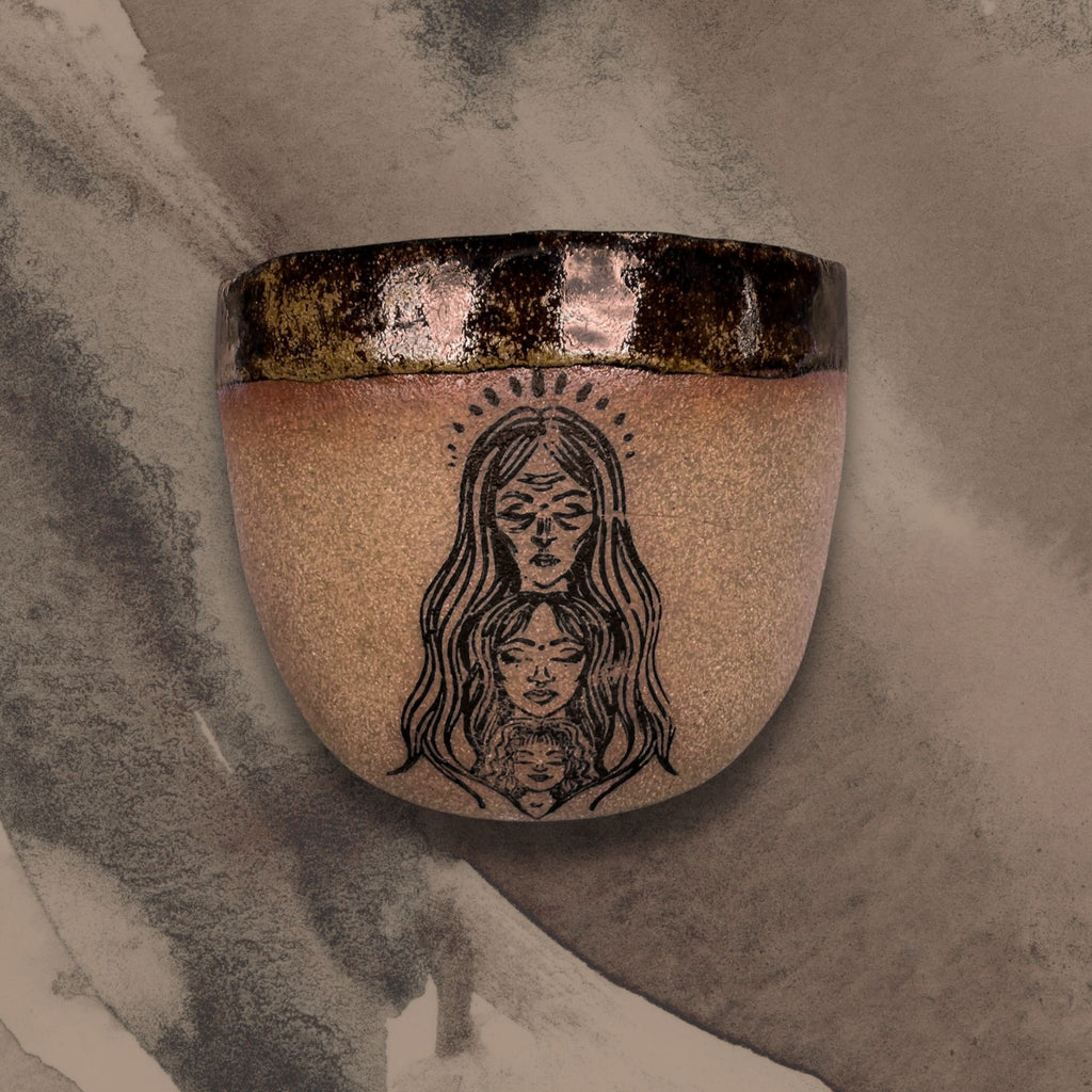 Triple Goddess | Hand Made Wild Clay Ceramic Mug 400ml